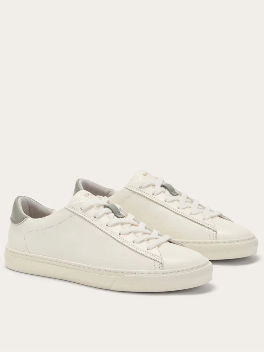 Everlane The Day Sneaker White Grey Leather Low Top Casual Shoe Size 7.5 EUC